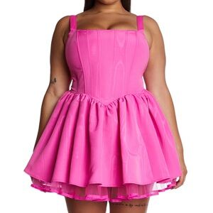 Dolls kill plus size magic moves corset mini dress - hot pink